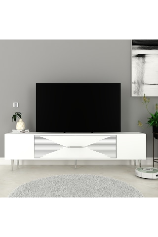 Dekol1ct Tv Sehpası Beyaz-gümüş