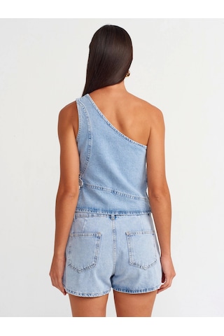 Olla Collection Pencere Detaylı Denim Bluz-mavi Mavi