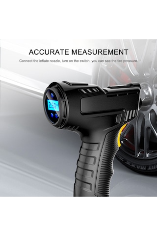 Wezone El Tipi Kablosuz Hava Pompa, Araç Lastikleri İçin Hızlı Şişirme, Sayısal Göstergeli, 100w Güçlü, Abs Malzeme