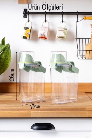 Contalı Sızdırmaz Erzak Saklama Kabı / 1800 Ml / Yeşil - Tekli Yeşil