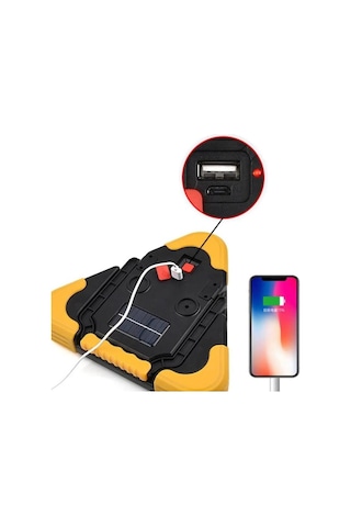Şarjlı Led Üçgen İkaz Lambası Acil Durum Feneri Usb Şarjlı Yol Güvenlik Işığı