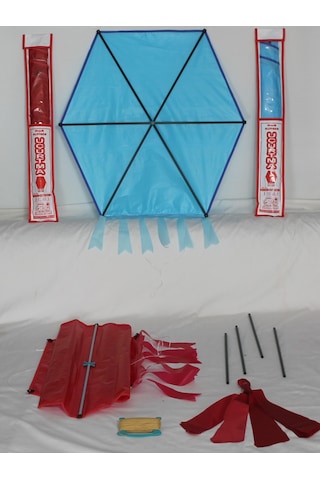 Kumaş Çerçeveli Altıgen Uçurtma - Düz Renk(Pembe)