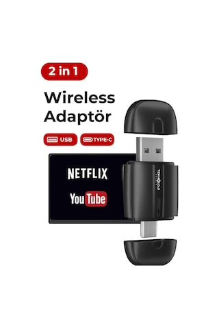 Ayrex Teknoloji Gelsin Kablosuz Carplay Ve Android Auto Adaptör, 2in1 Tak Çalıştır, İos Ve Android Uyumlu, Bluetoot