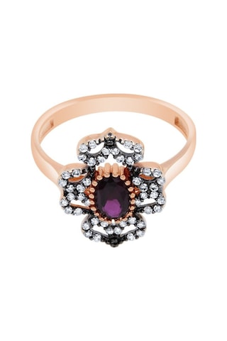 Diamond Line - Gülaylar - Altın 14 Ayar Elmas Görünümlü Yüzük (532069315)