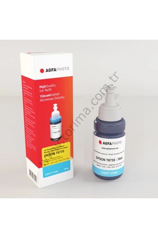 Özel Seri Agfaphoto T6735 İnkjet Mürekkep Light Cyan Açık Mavi Çalışma Doküman Kartuş