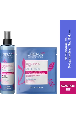 Hyaluronic & Collagen Ekstra Dolgunlaştırıcı Sıvı Saç Bakım Kremi Ve Maske 2'li Set-vegan