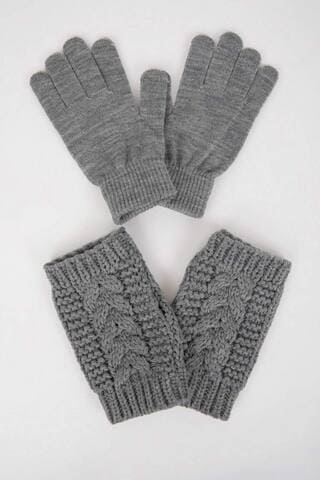 Defacto Kadın 2'Li Örgü Eldiven R8591AZ24WNGR2 Gri
