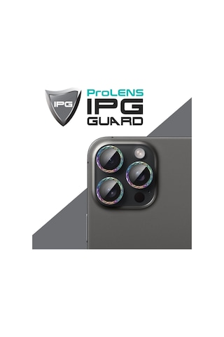 Apple iPhone Uyumlu 16 Pro / 16 Pro Max İçin Ipg Prolens Kamera Lens Koruyucu Elmas Kesim Çerçeveli, Kırılmaz Cam Çok Renkli
