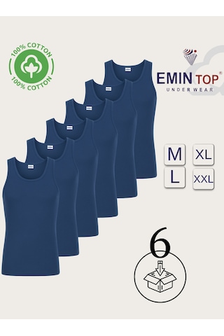 Mercan 6'lı Erkek İndigo Penye Atlet
