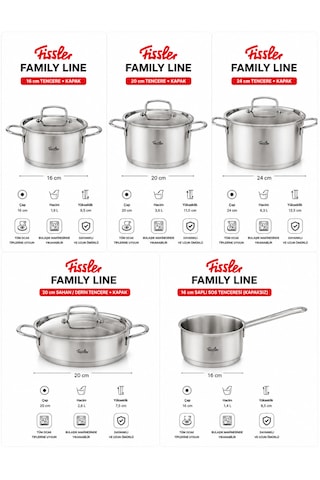 Fissler Family Line 5 Parça Tencere Seti Çelik