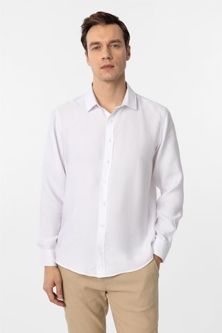 Süvari Beyaz Slim Fit Düz Klasik Yaka Gömlek-34096 Beyaz