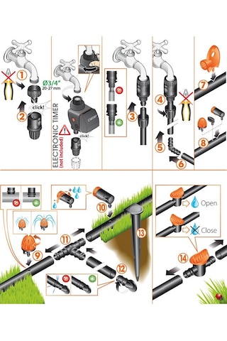 Claber 90767 Orto Drıp Sulama Kiti -60 Bitki Için