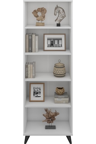 Simple Kitaplık 5 Raflı 60x30x176 Beyaz Beyaz