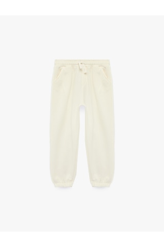 Koton Cep Detaylı Lastikli Oversize Jogger Eşofman Altı Ekru 7wmb40044tk