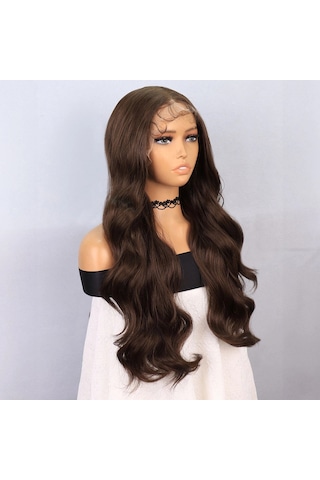 Koyu Kumral Fiber Sen Front Lace Tül Peruk