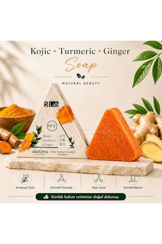 Kojic Turmeric Ginger Sabunu Leke Karşıtı Aydınlatıcı Cilt Tonu Eşitleyici Katı Sabun 100 Gr