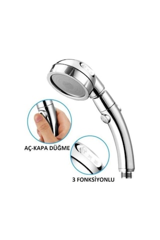 Su Tasarruf 3 Fonksiyon Banyo Duş Başlığı Silikon Hortum Mafsal Krom