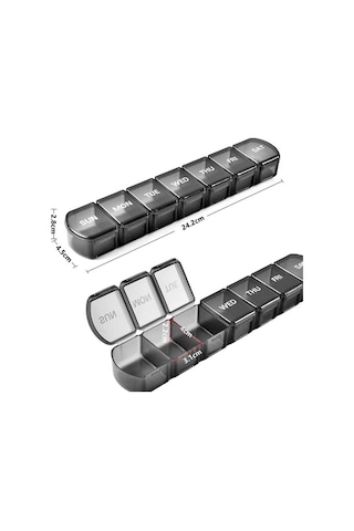 Plastik Kapsül Düzenleyici Ayrı Bölmeler İlaç Kutuları Seyahat Hap Kutusu Mini Dağıtıcılar 7 Günlük Hap Saklama Kutusu Siyah,