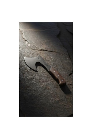 Dayanıklı 4mm Karbon Çelik Kamp Av Baltası - 29cm Ahşap Saplı Açık Sarı - Altın