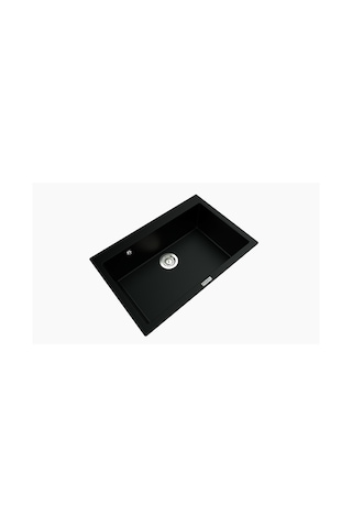 Polex Cristalüx Granit Evye P-X76 Siyah Tezgah Altı Ve Tezgah Üstü Mutfak Evyesi 75x50 CM