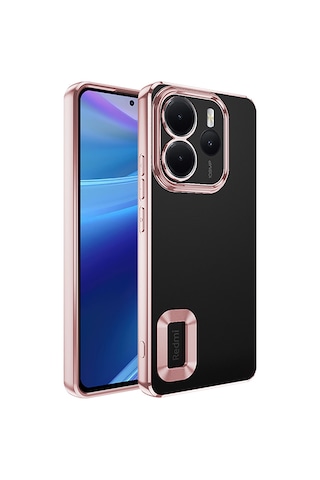 Noktaks - Xiaomi Uyumlu Xiaomi Redmi Note 14 4g - Kılıf Kamera Korumalı Logo Gösteren Koruyucu Omega Kapak - Rose Gold T37164 Rose Gold