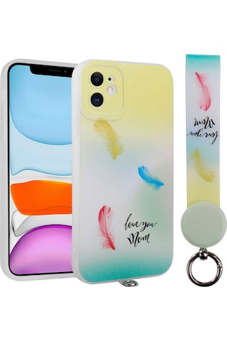 Apple Uyumlu iPhone 11 Kilif Desenli El Askili Ipli Arte Kapak 557045609