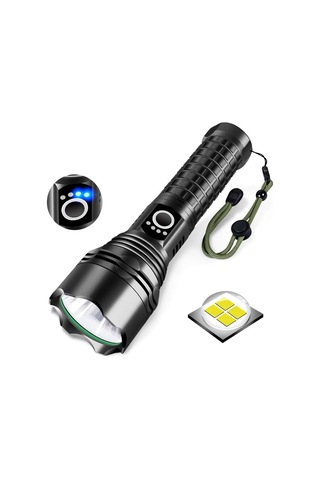 Ayt Powermaster Relax-30 P50 Uzun Menzilli 1 Km Su Geçirmez Zoomlu Flash Özellikli Şarjlı Metal Kasa Profesyonel El Feneri Siyah