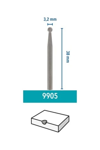 9905 Top Uçlu Tungsten Karpit Kesici Top Uçlu, 3,2 Mm