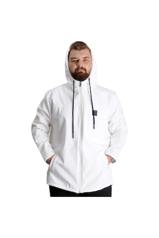 Mode Xl Büyük Beden Softshell Waterproff Kapüşonlu Mont 21235 Beyaz 001