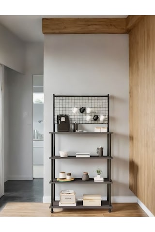 Çevir Kur Antrasit 4 Raflı Kahve Köşesi Dolabı Mutfak Düzenleyici, Stand, 71x167x35 Cm Antrasit