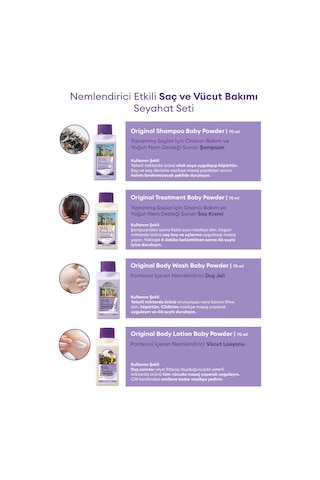 Yoğun Nem Desteği Sunan Saç Ve Vücut Seyahat Seti Mılk Baobab Original Travel Kit Baby Powder