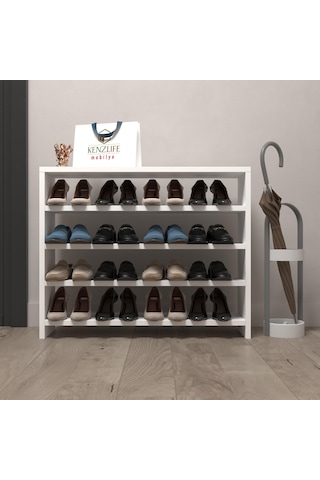 Kenzlife Ayakkabılık Mısri Mat Beyaz Suntalam 065 080 20 Onaltı Çift Ayakkabı Kapasitesi Arkalıksız Beyaz