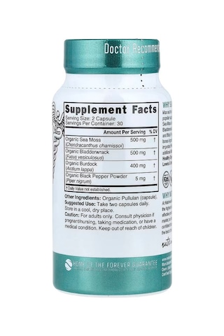 Nutri, Organic Sea Moss Greens & Superfoods 60 Organic Capsules