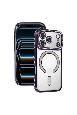 Apple Uyumlu iPhone 17 Pro Joke Simli Magneticsafe Kılıf Mor