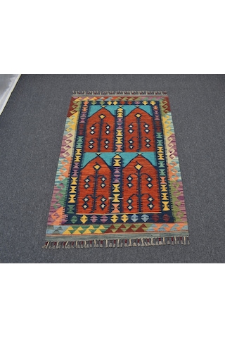 Zehra Abla Halı Yeni El Dokuma Kemaliye Horasan Türkmenleri Çatal Kapılı Yün Kilim 6994 Çok Renkli