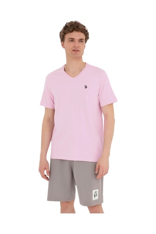 U.S. Polo Assn. Erkek V Yaka T-shirt Pembe