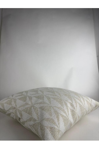 Krem Bej Geometrik Desenli Keten Kırlent Kılıfı 43x43 Cm Premium Collection Krem - Bej