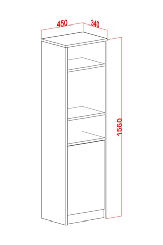 Rudu Duru Çok Amaçlı Banyo Dolabı Düzenleyici 45x34x156 Cm 1 Kapaklı 5 Raflı Meşe