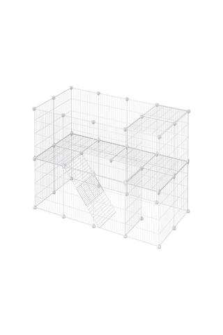 Hodbehod 36 Panel Beyaz Evcil Küçük Hayvan Kedi Köpek Kuş Evi Kafesi