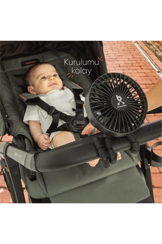 Gezenbebe Çok Fonksiyonlu Bebek Arabası Fanı Siyah