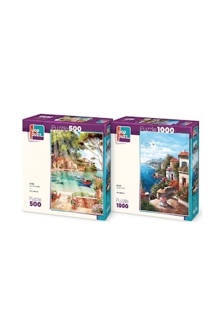 Yamaç Evleri Ve Güne Merhaba İkili Set - 1000 + 500 Parça İkili Puzzle Seti