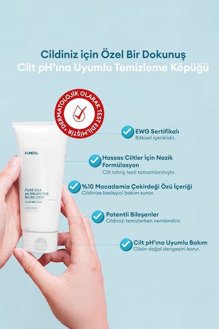 Hafif Asidik Formüle Sahip Köpük Temizleyici Kundal Pure Cica Ph Balancing Micro Deep Cleansing Foam