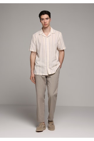 Colin's Colins Regular Fit Apaj Yaka Çizgili Erkek Kahverengi Kısa Kol Gömlek Cl1080102 Q1.v2 Brw