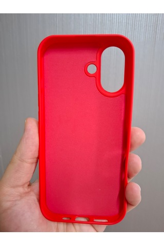 Apple Uyumlu iPhone 17 Logolu İçi Kadife Silikon Lansman Kılıf Kırmızı