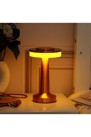 Hymark Retro Şarjlı Dekoratif Dokunmatik Metal Masa Lambası 3 Ren