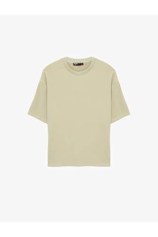 Koton Kısa Kollu Bisiklet Yaka Pamuklu Basic Oversize Tişört Haki 6sam10279mk Haki