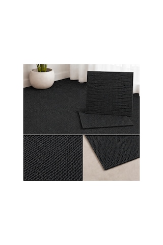 Karo Halı Modüler Yer Halısı Ev Ofis Oda Salon Koridor Antre Zemin Kaplama 50x50 Cm Siyah