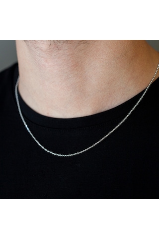 14 Ayar Altın 50 Cm Beyaz Erkek Zincir Kolye N11.352