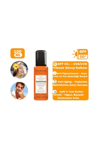 Palwina Anti Aging & Aydınlatıcı Yüz & Vücut Güneş Koruyucu Leke Karşıtı Güneş Kremi SPF50+ 100 ML