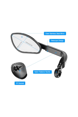 Yifomall Sağ Taraflı Mavi Bisiklet Geribakıcı - 360 Derece Döner, Genişletilebilir, 21-26 Mm Direksiyon Uyumlu, Çelik Lensli, Bisiklet/scooter İçin